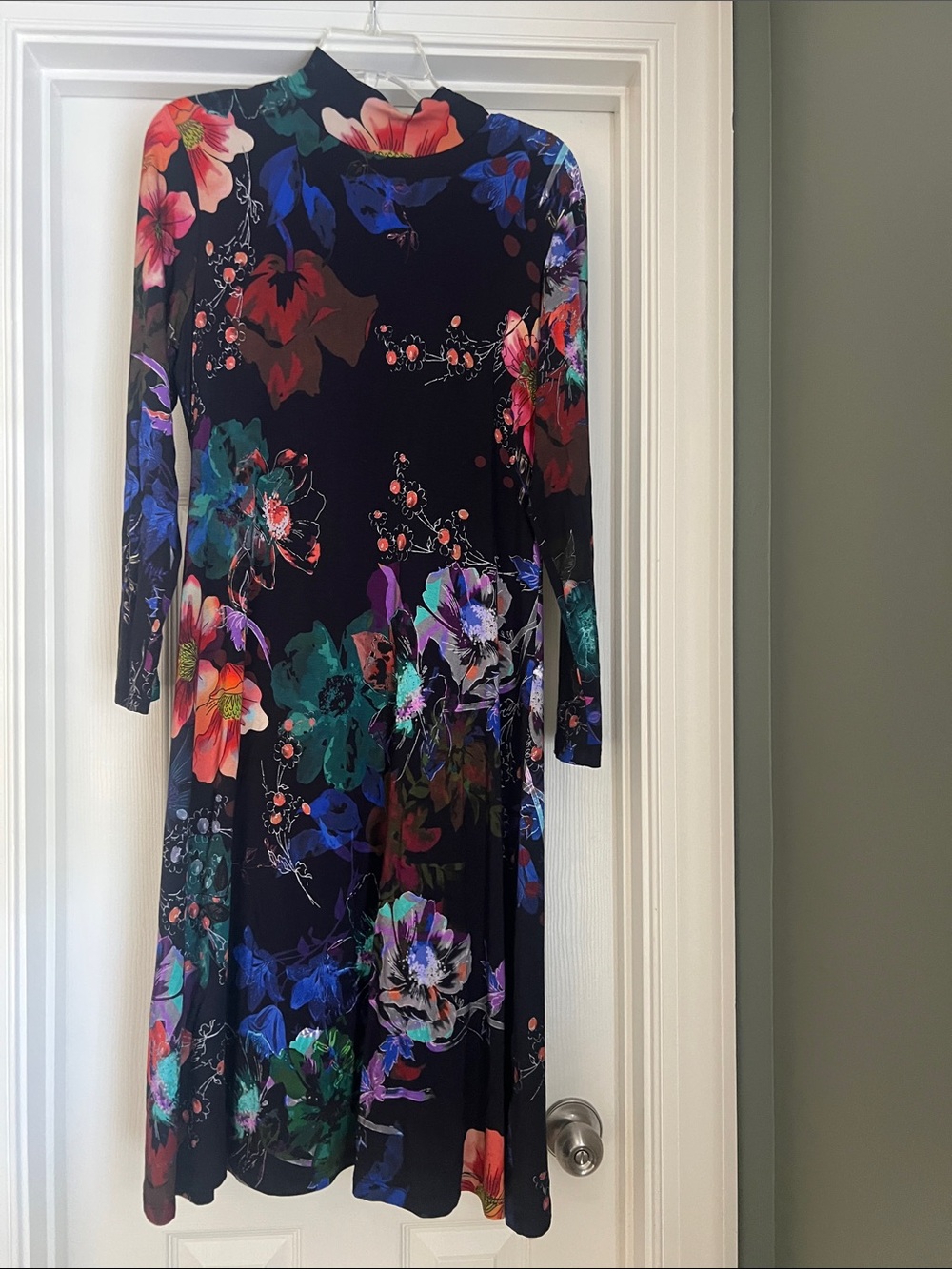 Johnny Was midi black floral dress PERFECT for Fall season